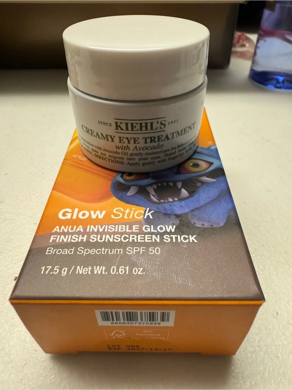 NIB Kiehl’s Anua Glow & Go Skincare Duo Eye Cream SPF 50 Sunscreen
